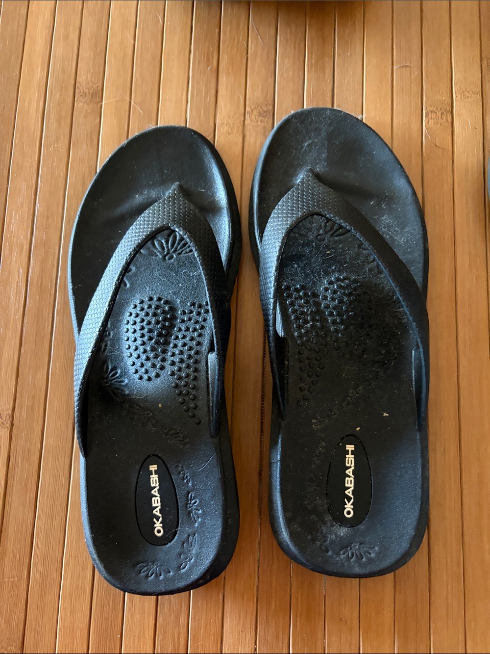 Okabashi Black Massage-Textured Flip Flops